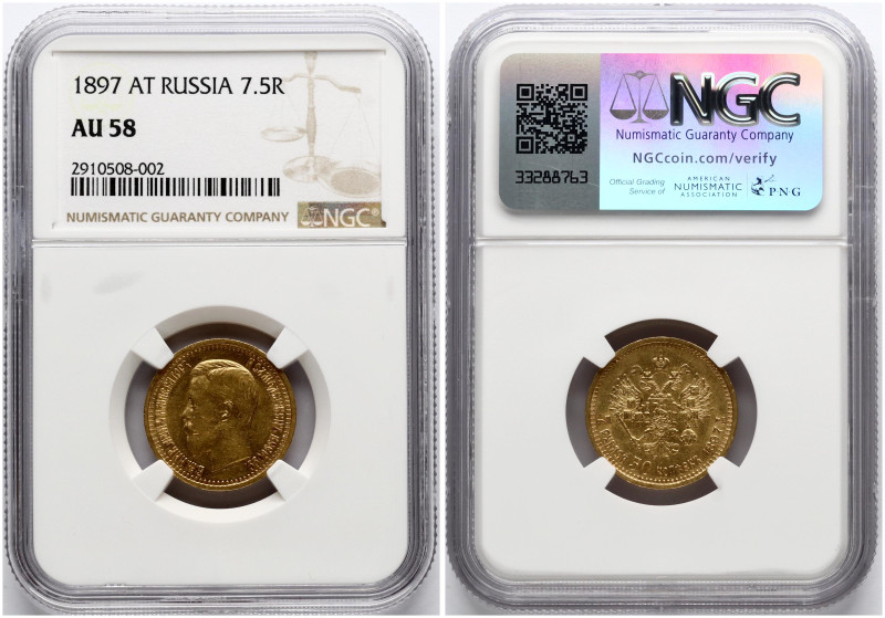 Russia. Nicholas II (1894-1917). 7.5 Roubles 1897 АГ, St. Petersburg. Gold. Bitk...