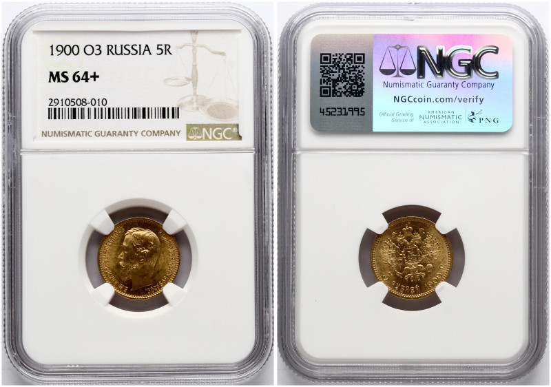 Russia. Nicholas II (1894-1917). 5 Roubles 1900 ФЗ, St. Petersburg. Gold. Bitkin...