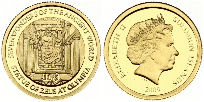 Solomon Islands. Elizabeth II (1952-2022). 10 Dollars 2009 Statue of Zeus. Serie...