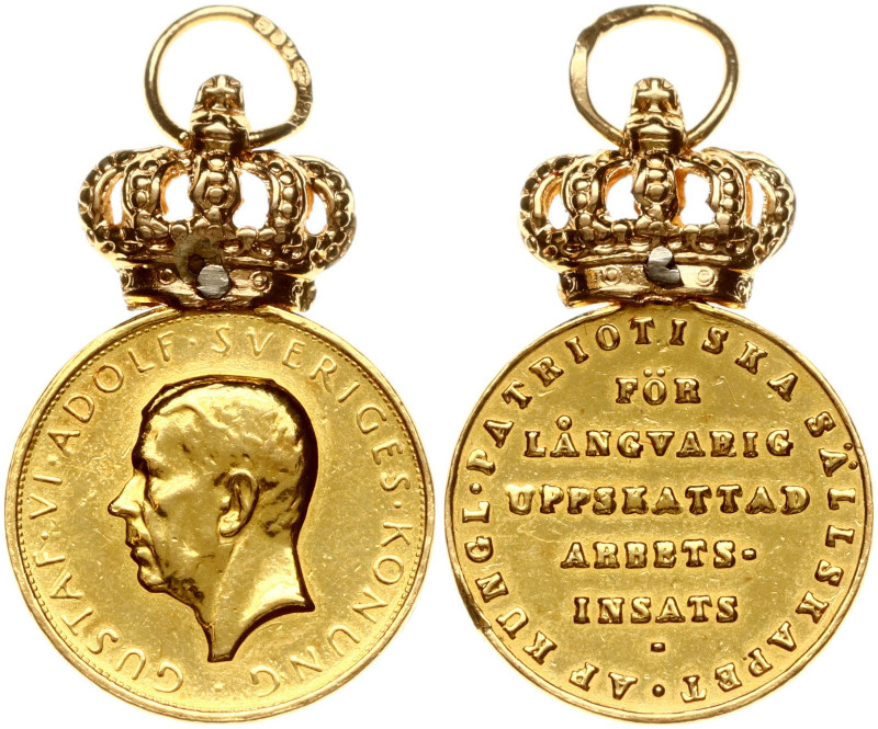 Sweden. Gustaf VI Adolf (1950-1973). Gold Medal for Long and Faithful Service ND...