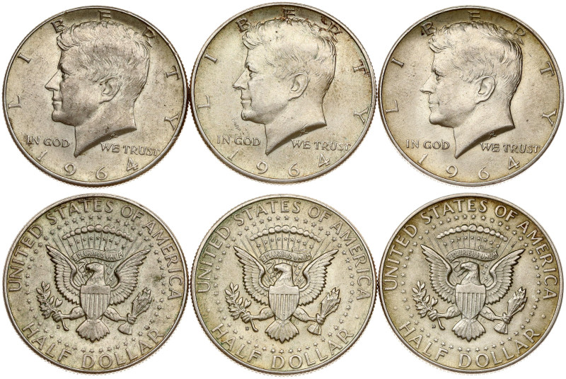 USA. 1/2 Dollar 1964 D, Denver. 'Kennedy Half Dollar'. Silver, total weight 37.5...