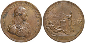 NAPOLI. Ferdinando IV di Borbone (1759-1816). Medaglia 1802. Coniata a Napoli. Per i Voti pubblici esauditi e ritorno a Napoli del Re Ferdinando IV di...