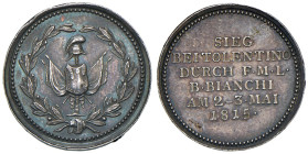 NAPOLI. Ferdinando IV di Borbone (1759-1816). Medaglia 1815. Coniata a Vienna. Battaglia di Tolentino. AG (g 2,13 -Ø 18,70 mm). D'Auria 103. R Colpi a...