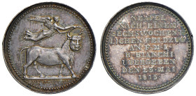 NAPOLI. Ferdinando IV di Borbone (1759-1816). Medaglia 1815. Coniata a Vienna. Per la resa della fortezza di Napoli. AG (g 1,58 - Ø 18,50 mm). D'Auria...