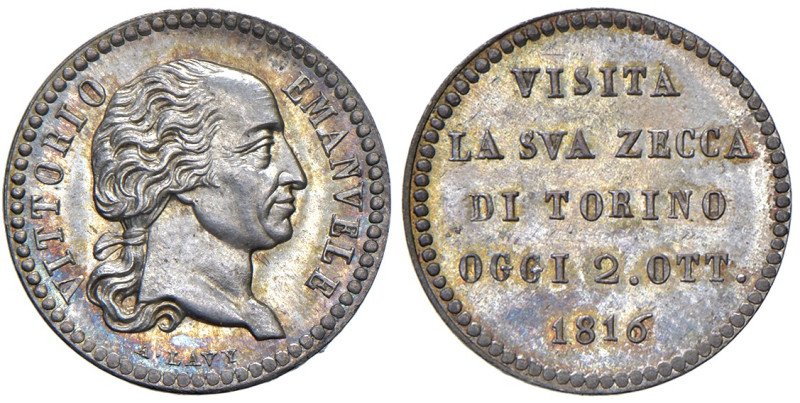 TORINO. Vittorio Emanuele I (1802-1821). Medaglia 1816. Per la visita alla zecca...