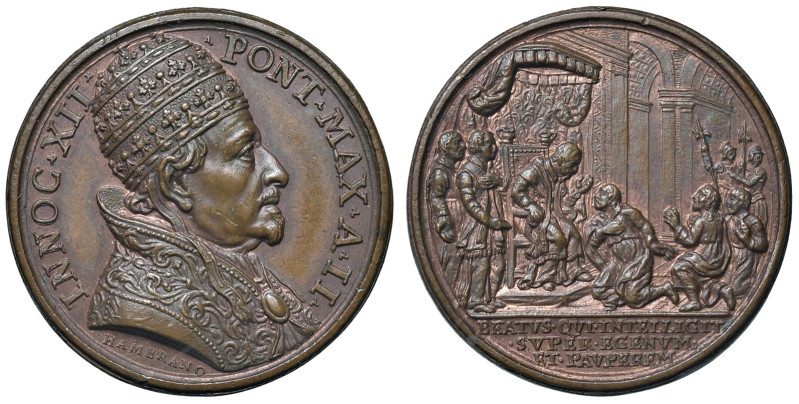 Innocenzo XII (1691-1700). Medaglia annuale 1693 an.II. Ricevimento dei poveri. ...