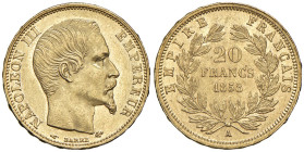 FRANCIA. Napoleone III (1852-1870). 20 Franchi 1858 A (Parigi). AU (g 6,45). KM 781.1.

Diritti d'Asta: 18%

SPL+