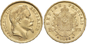 FRANCIA. Napoleone III (1852-1870). 20 Franchi 1868 BB (Strasburgo). AU (g 6,45). KM 801.2..

Diritti d'Asta: 18%

SPL+