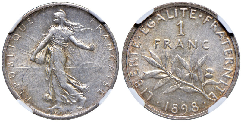 FRANCIA. Terza Repubblica (1870-1940). 1 Franco 1919. AG. KM 844.1. In slab NGC ...