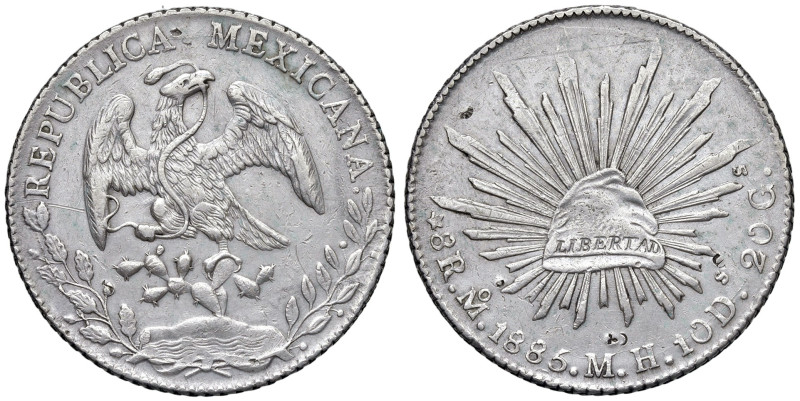 MESSICO. Repubblica (1863-1905). 8 Reales 1885 MH. AG (g 26,99). KM 377.12. Cont...