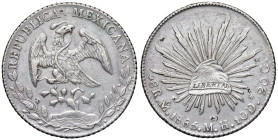 MESSICO. Repubblica (1863-1905). 8 Reales 1885 MH. AG (g 26,99). KM 377.12. Contromarche.

Diritti d'Asta: 18%

BB+