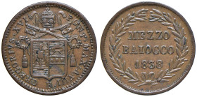 BOLOGNA. Gregorio XVI (1831-1846). 1/2 Baiocco 1838 an.VIII. CU (g 4,88). Gig.56.

Diritti d'Asta: 18%

qSPL