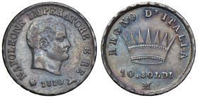 MILANO. Napoleone I, Re d'Italia (1805-1814). 10 Soldi 1810. AG (g 2,46). Gig.177.

Diritti d'Asta: 18%

qSPL/SPL