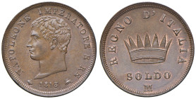 MILANO. Napoleone I, Re d'Italia (1805-1814). Soldo 1813. CU (g 10,28). Gig.215. Moneta di grande qualità.

Diritti d'Asta: 18%

FDC