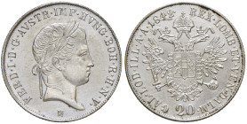 MILANO. Francesco I d'Asburgo L. (1835-1848). 20 Kreuzer 1842. AG (g 6,65). Gig.125.

Diritti d'Asta: 18%

SPL