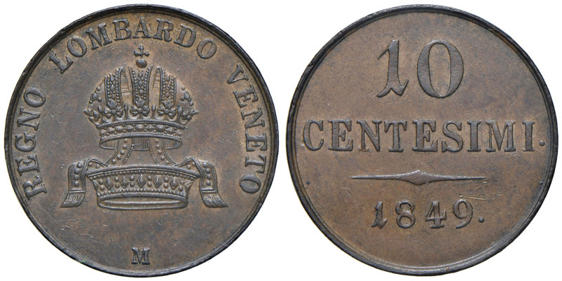 MILANO. Francesco Giuseppe I d'Asburgo L. (1848-1866). 10 Centesimi 1849. CU (g ...