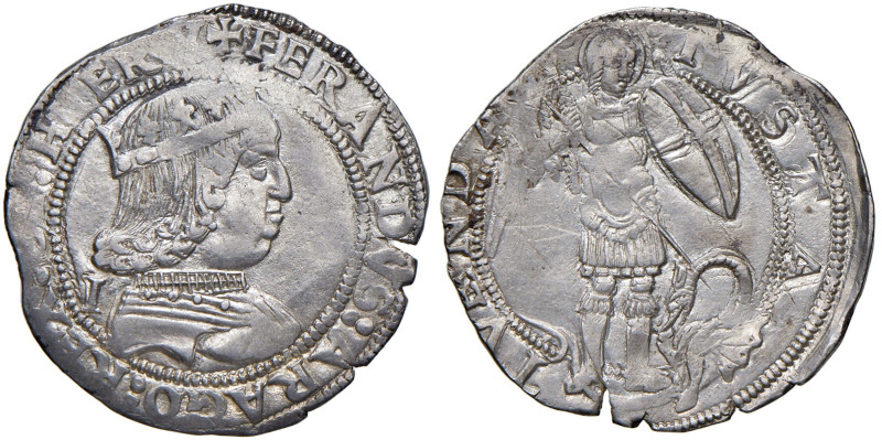 NAPOLI. Ferdinando I d'Aragona (1458-1494). Coronato sigla I. AG (g 3,95). MIR 7...