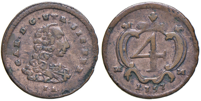 NAPOLI. Carlo di Borbone (1734-1759). 4 Cavalli 1757. CU (g 2,26). Magliocca 174...