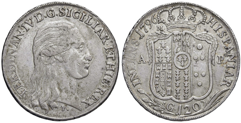 NAPOLI. Ferdinando IV di Borbone (1759-1816). 120 Grana 1796. AG (g 27,43). Magl...