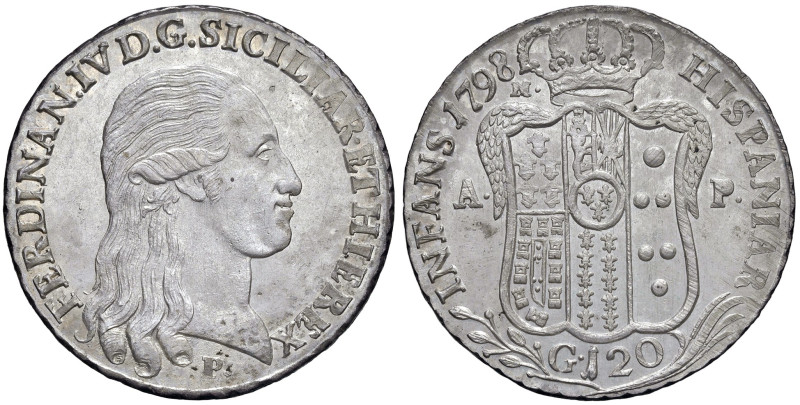 NAPOLI. Ferdinando IV di Borbone (1759-1816). 120 Grana 1798. AG (g 27,52). Nomi...