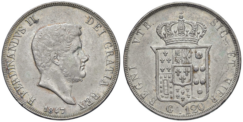 NAPOLI. Ferdinando II di Borbone (1830-1859). 120 Grana 1847 Reimpressa. AG (g 2...