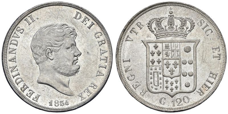 NAPOLI. Ferdinando II di Borbone (1830-1859). 120 Grana 1854. AG (g 27,52). Magl...