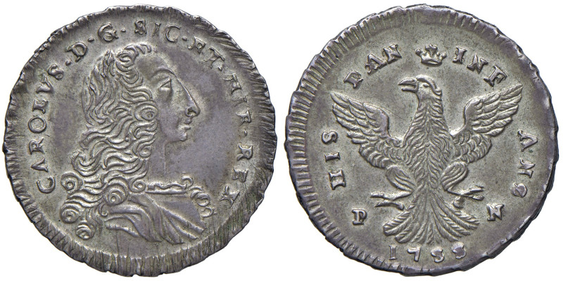 PALERMO. Carlo di Borbone (1734-1759). 4 Tarì 1755. AG (g 9,00). Sp. 108; MIR 57...