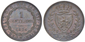 REGNO DI SARDEGNA. Carlo Felice (1821-1831). 1 Centesimo 1826 Torino. P in ovale. CU (g 1,93). Gig.113. 

Diritti d'Asta: 18%

SPL+