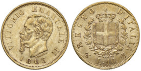 REGNO D'ITALIA. Vittorio Emanuele II ( 1861-1878). 10 Lire 1863 Torino. AU. 18,50 mm Gig. 27.

Diritti d'Asta: 18%

BB+/qSPL