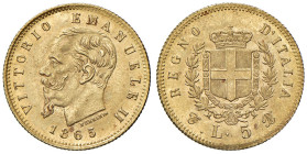 REGNO D'ITALIA. Vittorio Emanuele II ( 1861-1878). 5 Lire 1865. AU. Gig. 30. RR

Diritti d'Asta: 18%

qFDC