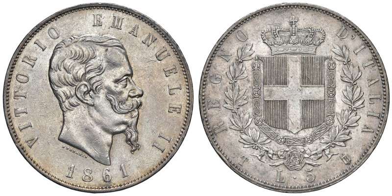 REGNO D'ITALIA. Vittorio Emanuele II ( 1861-1878). 5 Lire 1861 Torino. AG (g 25,...