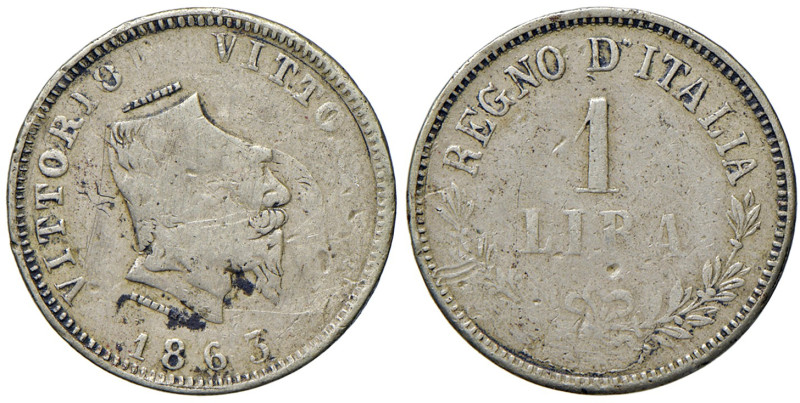 REGNO D'ITALIA. Vittorio Emanuele II ( 1861-1878). 1 Lira 1863. MB (g 3,90). Int...