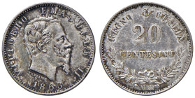 REGNO D'ITALIA. Vittorio Emanuele II ( 1861-1878). 20 Centesimi 1863 Milano. AG. Gig. 84. Delicata patina.

Diritti d'Asta: 18%

qFDC