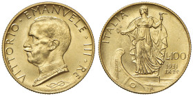 REGNO D'ITALIA. Vittorio Emanuele III (1900-1943). 100 Lire 1931 an.IX Italia su Prora. AU. Gig. 9. 

Diritti d'Asta: 18%

qFDC