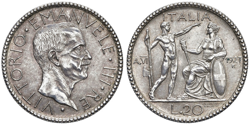 REGNO D'ITALIA. Vittorio Emanuele III (1900-1943). 20 Lire 1927 an.VI. AG. Gig. ...