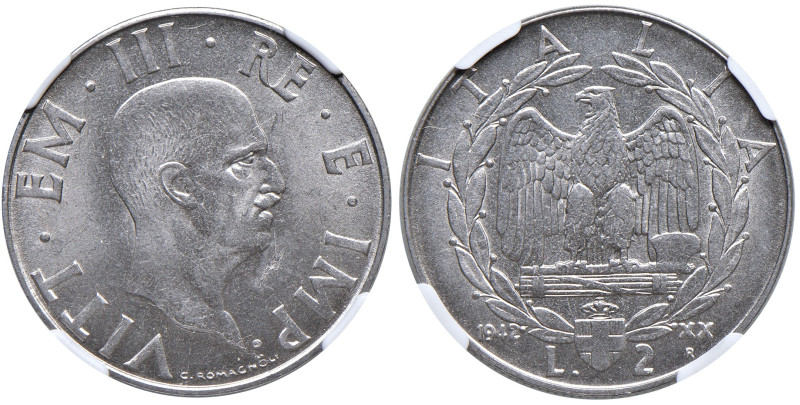 REGNO D'ITALIA. Vittorio Emanuele III (1900-1943). 2 Lire 1942 an.XX. AC. Gig. 1...