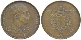 REGNO D'ITALIA. Vittorio Emanuele III (1900-1943). Progetto del 10 Centesimi 1903. CU. Luppino PPSJ97. R Colpetti al bordo. Con cartellino de Falco.
...