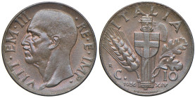 REGNO D'ITALIA. Vittorio Emanuele III (1900-1943). 10 Centesimi 1936 Impero. CU. Gig. 247. NC. Periziata Marco Esposito FDC.

Diritti d'Asta: 18%
...