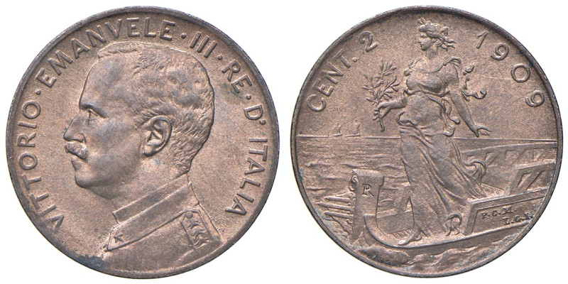 REGNO D'ITALIA. Vittorio Emanuele III (1900-1943). 2 Centesimi 1909 Prora. CU. G...