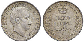 SOMALIA. Vittorio Emanuele III (1909-1925). 1/4 di Rupia 1910. AG. Gig.14. NC

Diritti d'Asta: 18%

qFDC/FDC