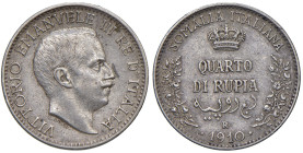 SOMALIA. Vittorio Emanuele III (1909-1925). 1/4 di Rupia 1910. AG. Gig.14. NC

Diritti d'Asta: 18%

BB