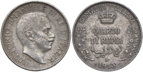 SOMALIA. Vittorio Emanuele III (1909-1925). 1/4 di Rupia 1913. AG. Gig.15. R

Diritti d'Asta: 18%

BB