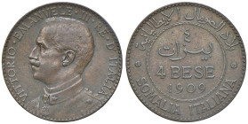 SOMALIA. Vittorio Emanuele III (1909-1925). 4 Bese 1909. CU. Gig.16. NC

Diritti d'Asta: 18%

BB+