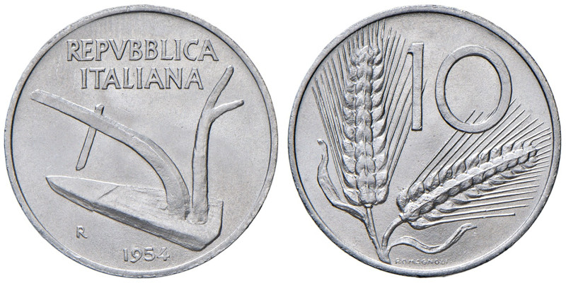 Repubblica Italiana (dal 1946). 10 Lire 1954. IT. Gig.237. Periziata Marco Espos...