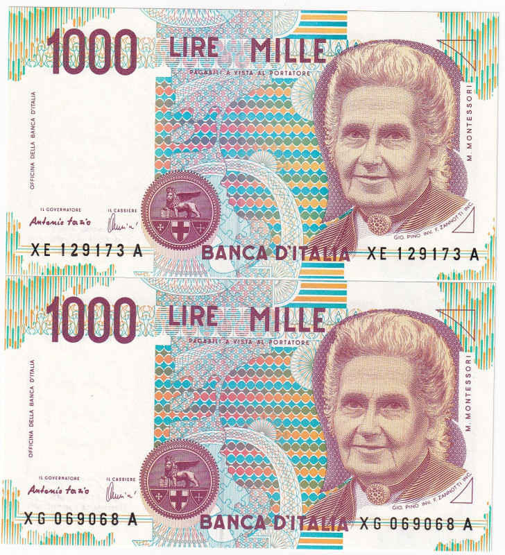 REPUBBLICA ITALIANA. Banca d'Italia. 1000 lire MONTESSORI. Serie sostitutiva XE ...