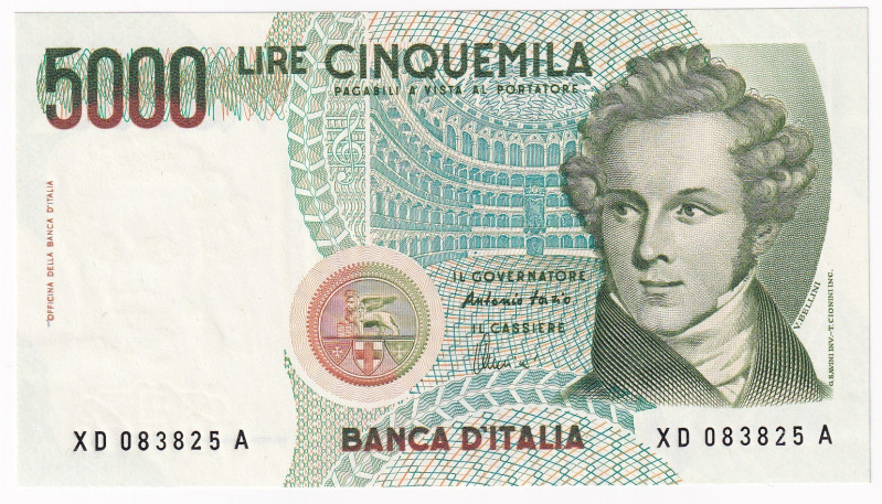 REPUBBLICA ITALIANA. Banca d'Italia. 5000 lire BELLINI XD-1996 Serie speciale so...