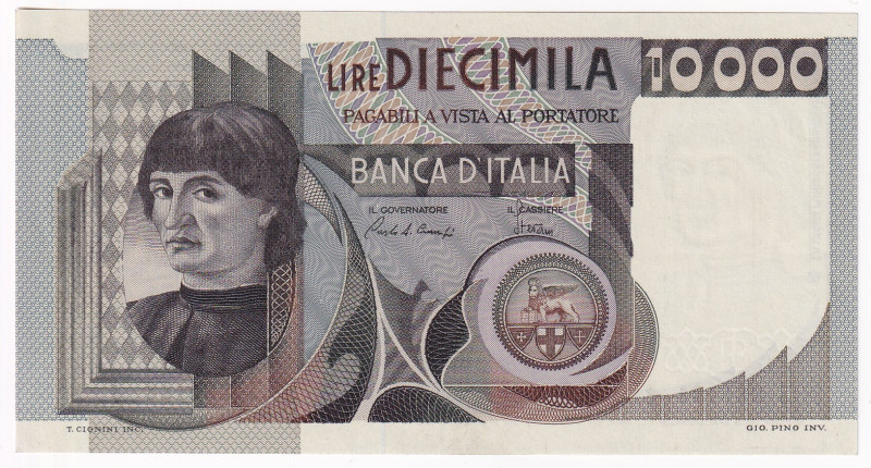 REPUBBLICA. Biglietto di banca da 10.000 Lire DEL CASTAGNO. 03-11-1982 Gig.BI.75...