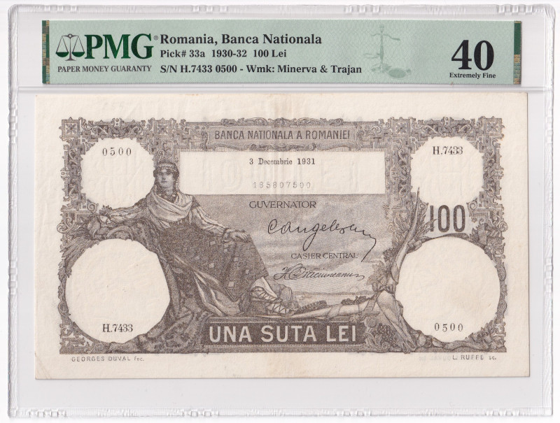 ROMANIA. Carlo II (1930-40). Banca Nazionale. 100 lei 03-12-1931. Serial H.7433-...