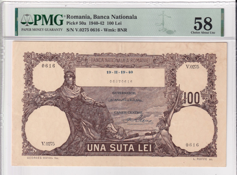 ROMANIA. Michele I (1940-47). Banca Nazionale. 100 lei 19-02-1940. Serial V.0275...