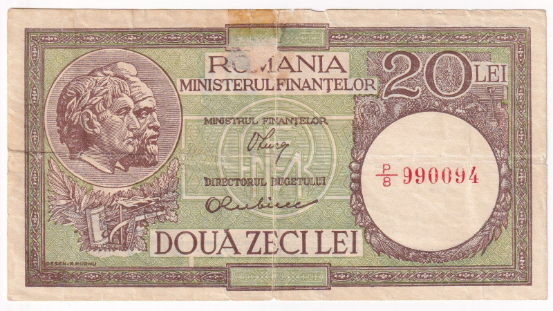 ROMANIA. Repubblica Popolare (1947-65). Ministero delle Finanze. 20 lei 1950. Lu...